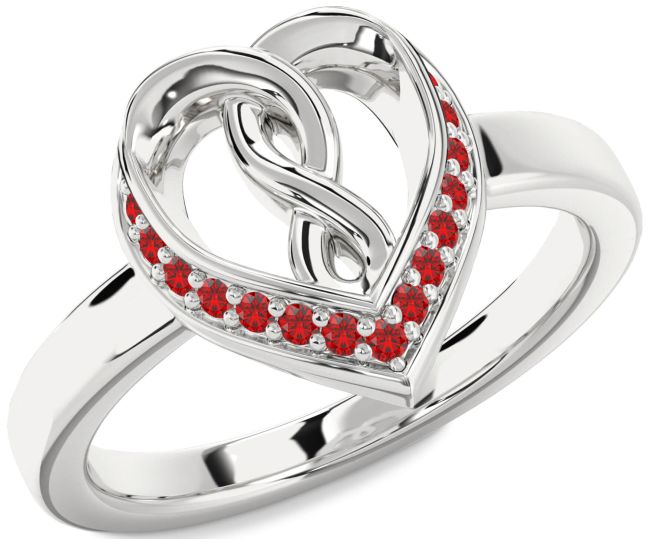 Ruby Platinum Heart Infinity Ring