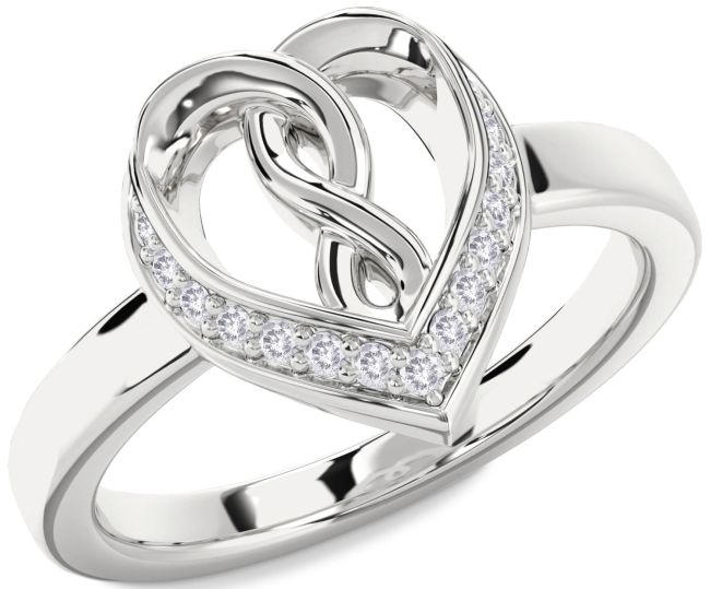 Salt & Pepper Diamond Platinum Heart Infinity Ring