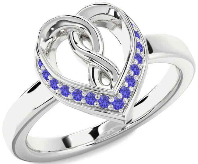 Tanzanite Silver Heart Infinity Ring
