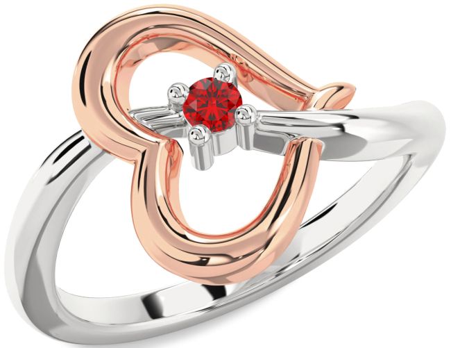 Ruby Rose Gold Silver Heart Promise Ring