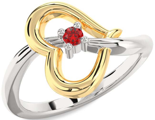 Ruby Gold Silver Heart Promise Ring
