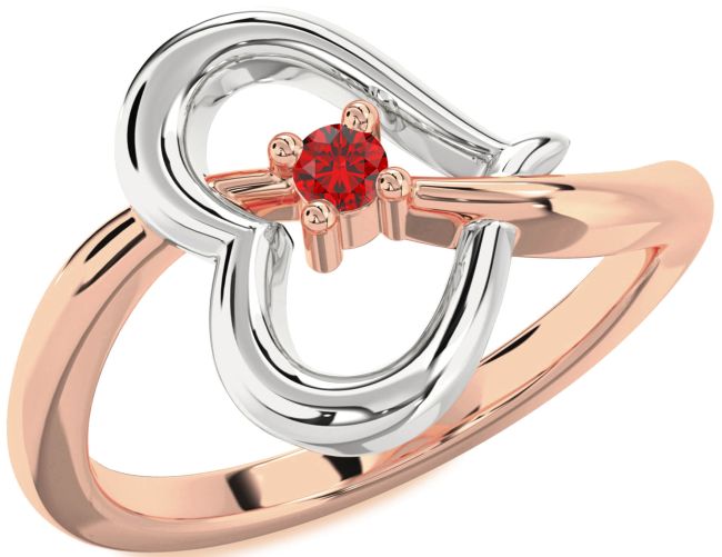 Ruby Rose Gold Silver Heart Promise Ring