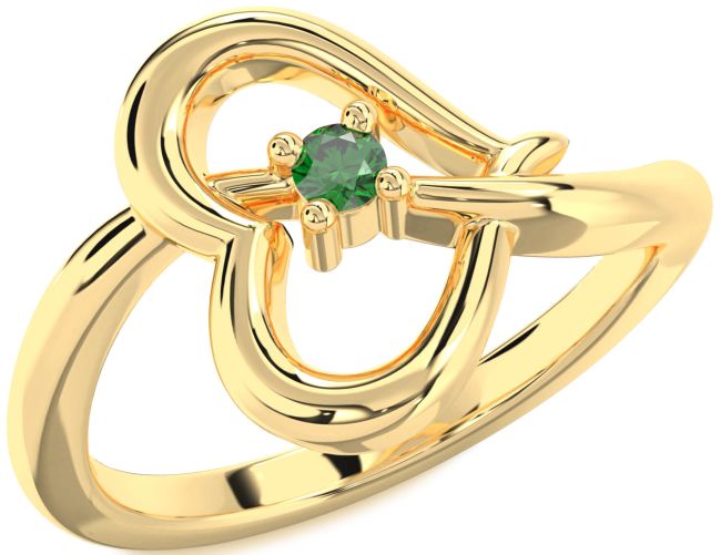 Emerald Gold Heart Promise Ring