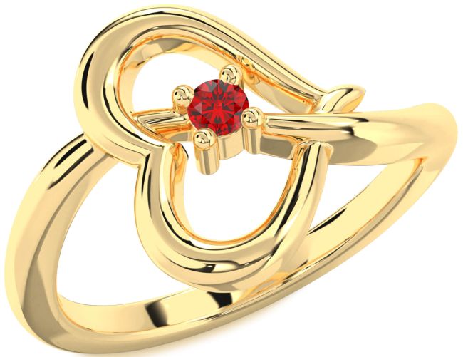 Ruby Gold Heart Promise Ring