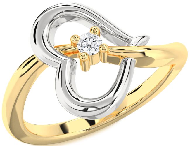 Diamond Platinum & Yellow Gold Heart Promise Ring