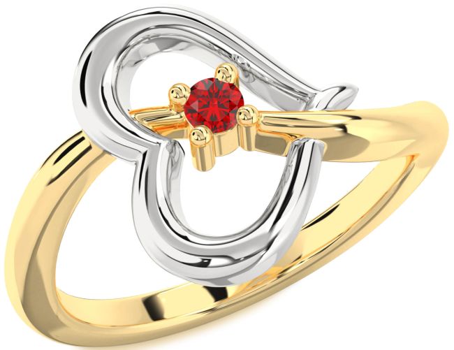 Ruby Gold Silver Heart Promise Ring