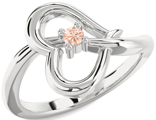 Morganite Silver Heart Promise Ring