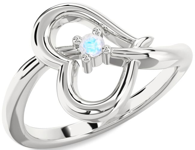 Moonstone Silver Heart Promise Ring
