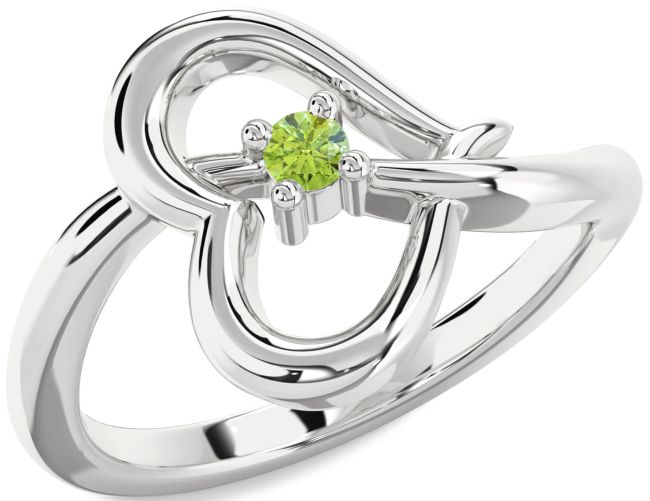 Peridot Silver Heart Promise Ring