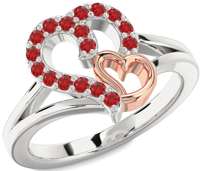 Ruby Rose Gold Silver Heart Ring