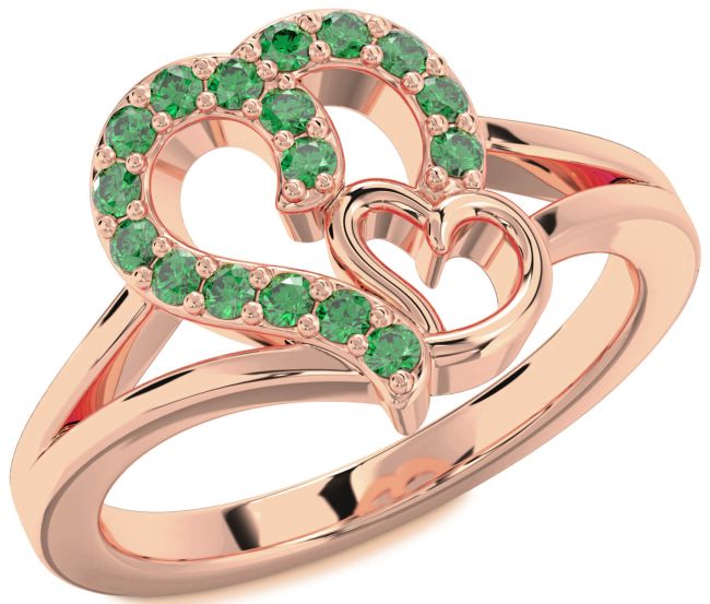 Emerald Rose Gold Heart Ring