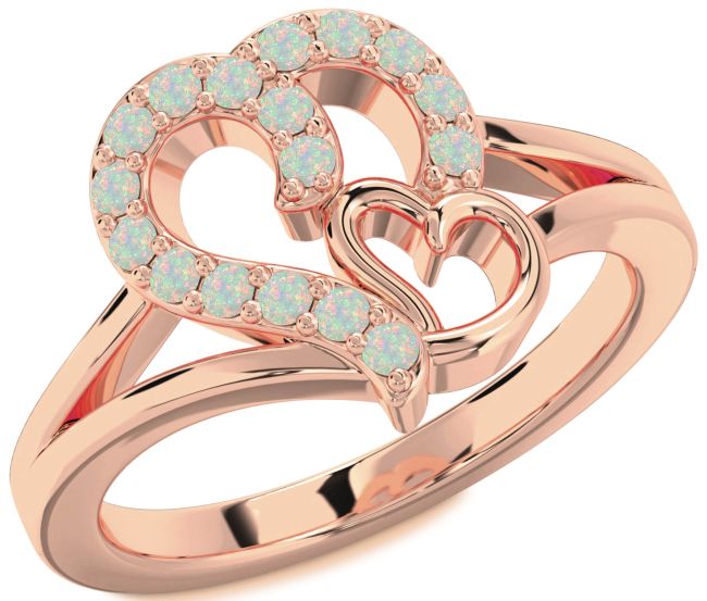 Opal Rose Gold Heart Ring