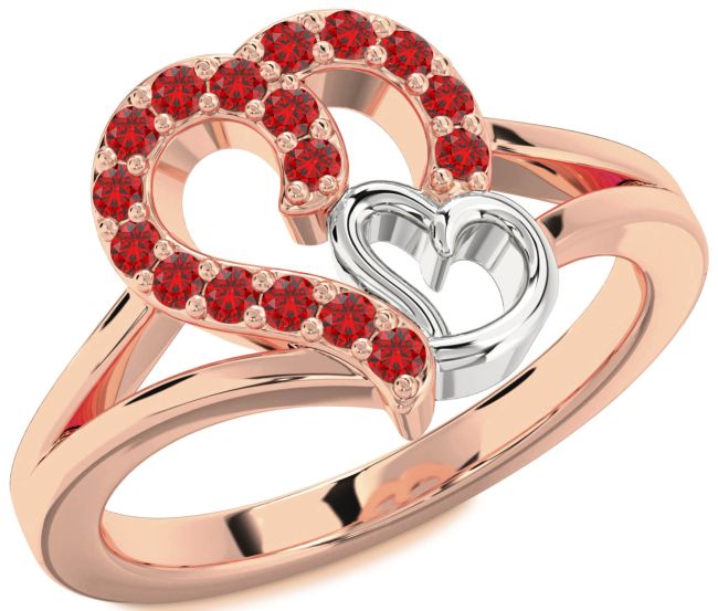 Ruby Rose Gold Silver Heart Ring