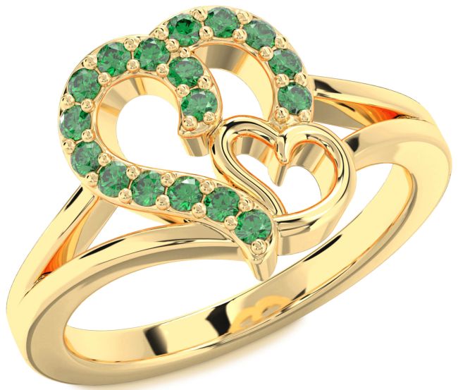 Emerald Gold Heart Ring
