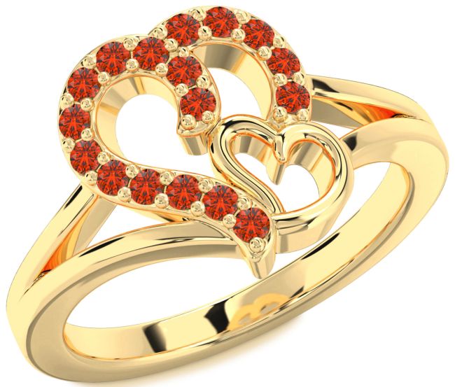 Fire Opal Gold Heart Ring