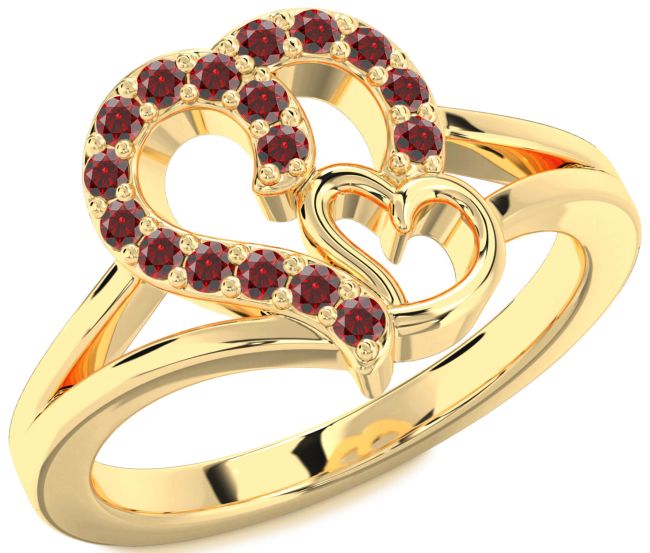 Garnet Gold Heart Ring