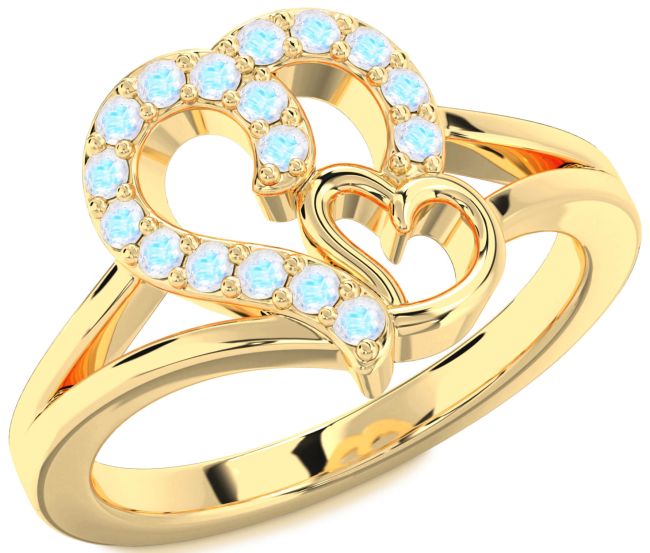 Moonstone Gold Silver Heart Ring