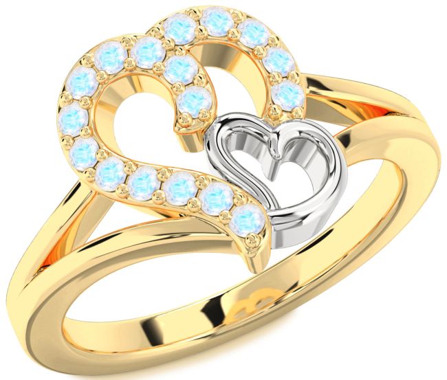 Moonstone Gold Silver Heart Ring