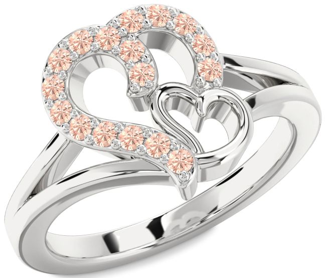 Morganite Platinum Heart Ring