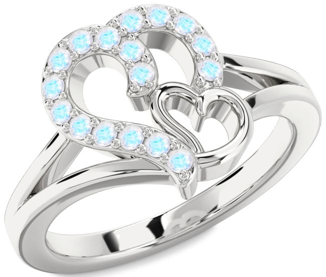 Moonstone Platinum Heart Ring