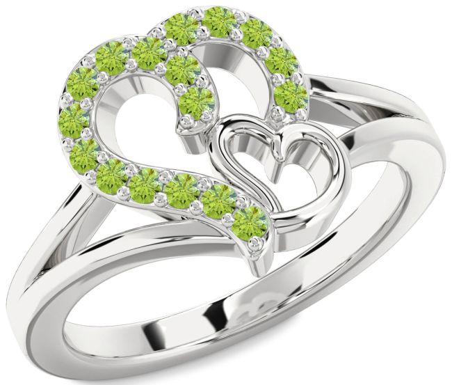 Peridot Platinum Heart Ring