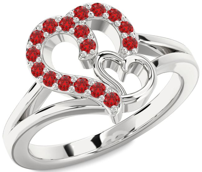 Ruby Platinum Heart Ring