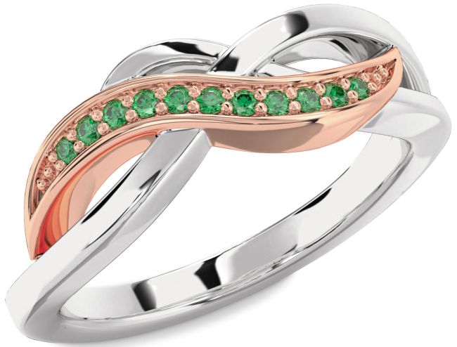 Emerald Platinum & Rose Gold Infinity Ring