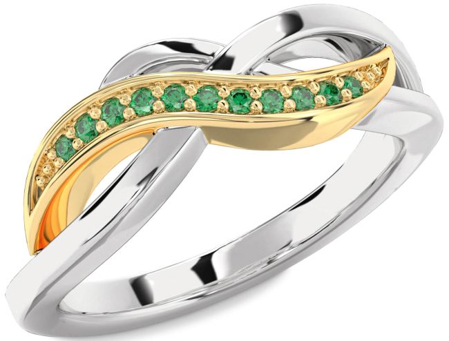 Emerald Platinum & Yellow Gold Infinity Ring