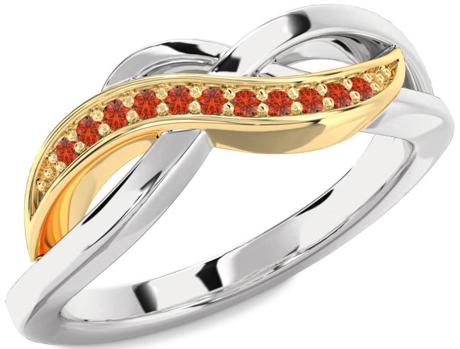Fire Opal Platinum & Yellow Gold Infinity Ring