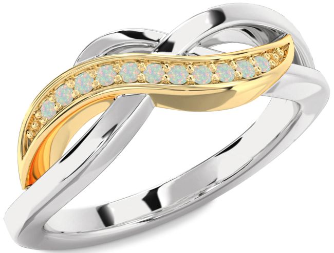 Opal Gold Silver Infinity Ring