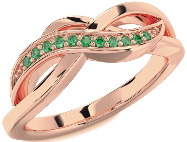 Emerald Rose Gold Infinity Ring