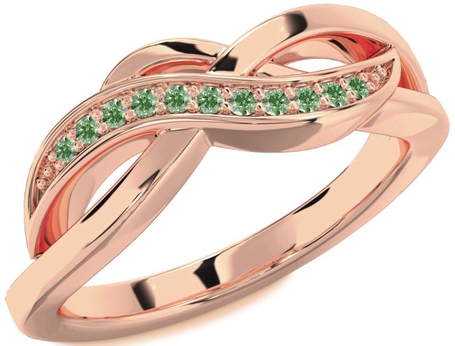 Green Diamond Rose Gold Infinity Ring