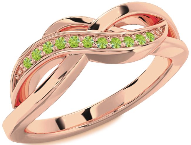 Peridot Rose Gold Infinity Ring