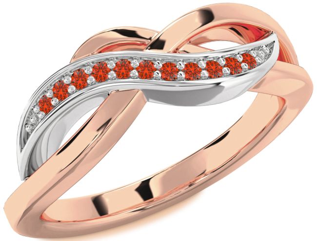 Fire Opal Rose Gold Silver Infinity Ring