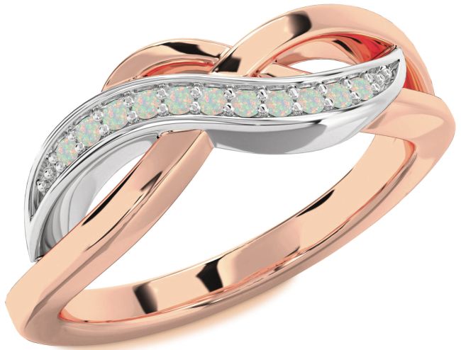 Opal Rose Gold Silver Infinity Ring