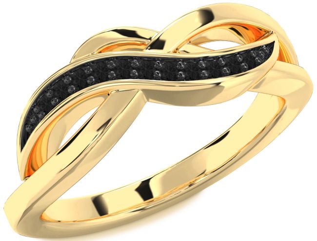 Black Diamond Gold Infinity Ring