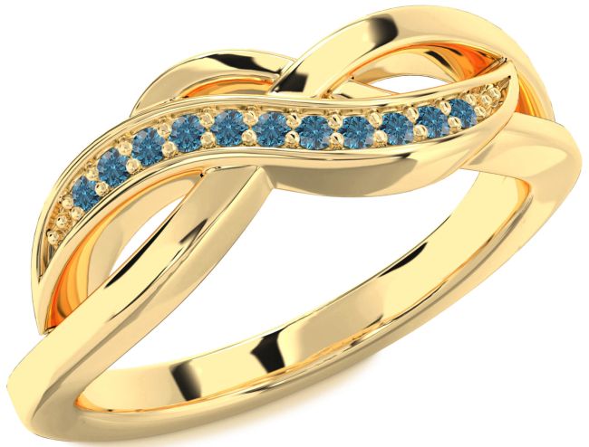 Blue Diamond Gold Infinity Ring