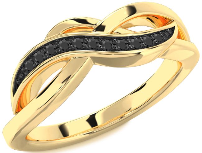 Black Onyx Gold Infinity Ring