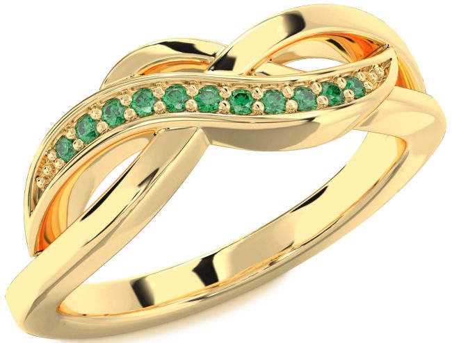 Emerald Gold Silver Infinity Ring