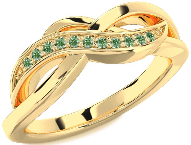 Green Diamond Gold Infinity Ring