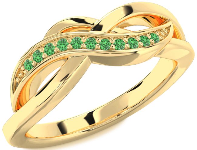 Green Sapphire Gold Infinity Ring