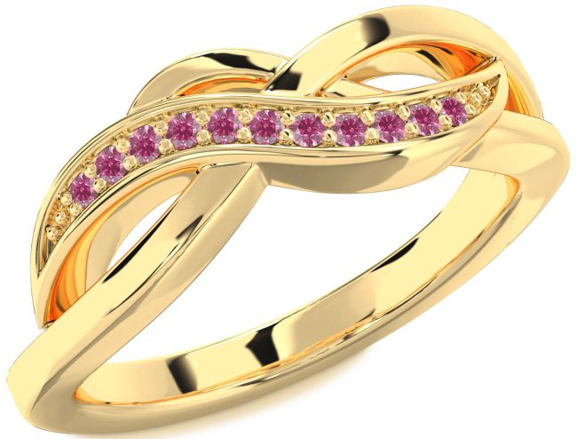 Pink Tourmaline Gold Infinity Ring