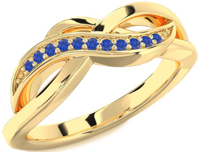 Blue Sapphire Gold Silver Infinity Ring