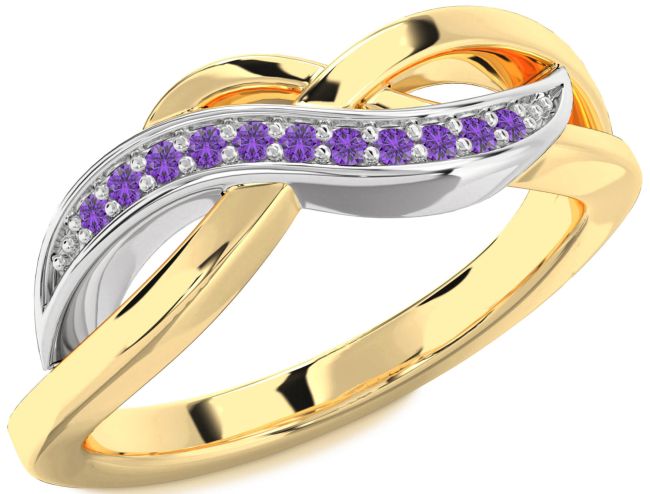 Amethyst Gold Silver Infinity Ring