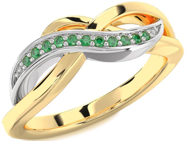 Emerald Gold Silver Infinity Ring
