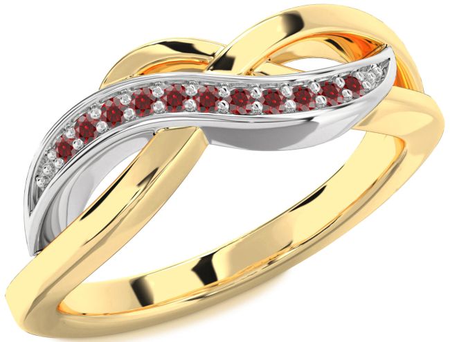 Garnet Gold Silver Infinity Ring