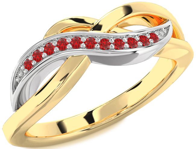 Ruby Gold Silver Infinity Ring