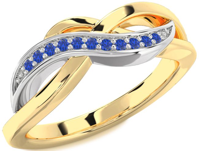 Blue Sapphire Gold Silver Infinity Ring
