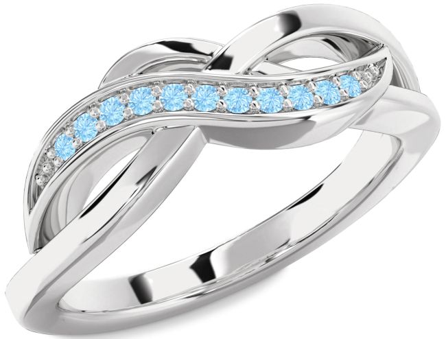Aquamarine Silver Infinity Ring