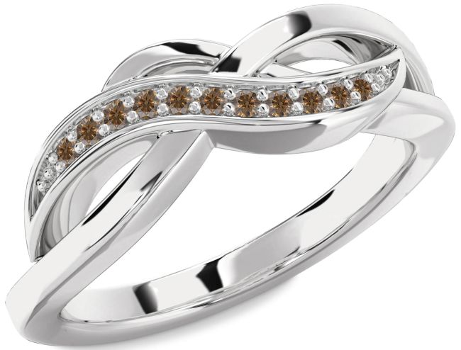 Chocolate Brown Diamond Silver Infinity Ring